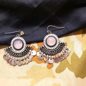 Pierced earrings in silver with pink stones. NWOT